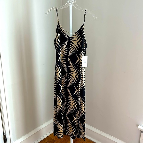 Ba&sh Napi Geometric Printed Satin Midi Dress Size Large - Picture 8 of 10